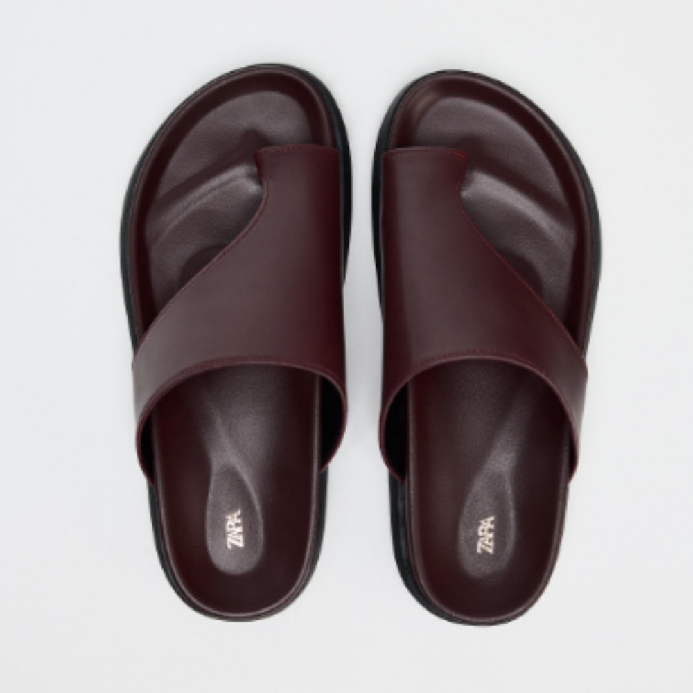 Burgundy Leather Zara Sandals